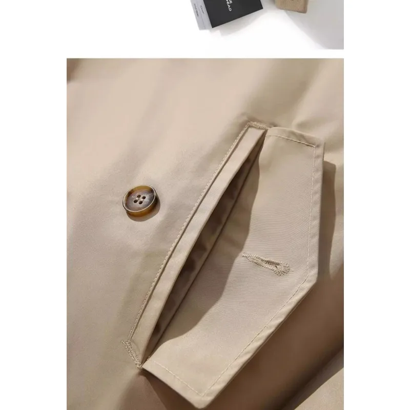 Spring Autumn Men Coat American Retro Thin Stand Collar Long Sleeve Male Outerwear Simple Solid Color Versatile Man Jacket