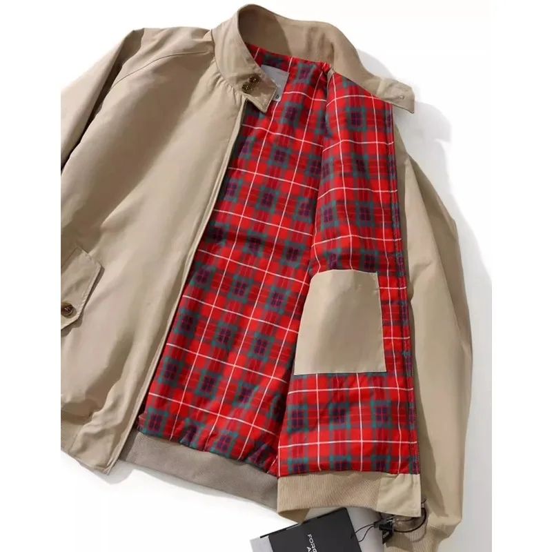 Spring Autumn Men Coat American Retro Thin Stand Collar Long Sleeve Male Outerwear Simple Solid Color Versatile Man Jacket