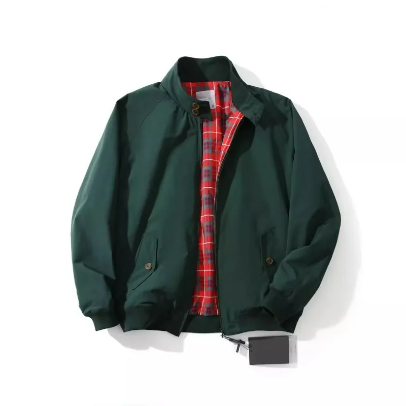 Spring Autumn Men Coat American Retro Thin Stand Collar Long Sleeve Male Outerwear Simple Solid Color Versatile Man Jacket