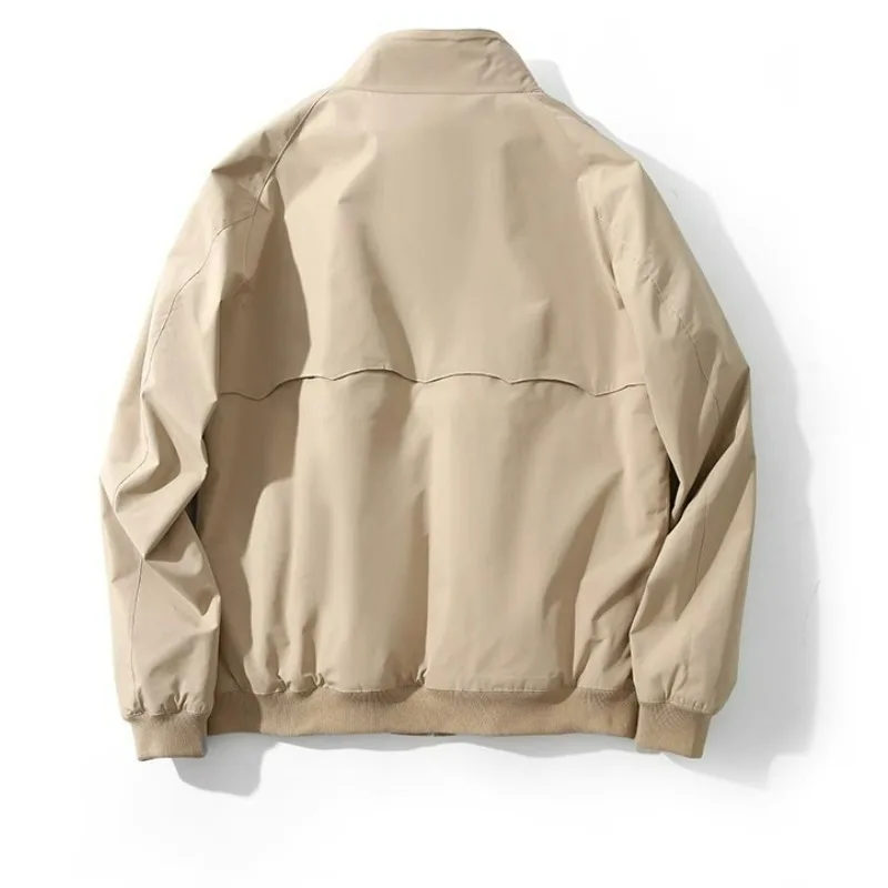 Spring Autumn Men Coat American Retro Thin Stand Collar Long Sleeve Male Outerwear Simple Solid Color Versatile Man Jacket