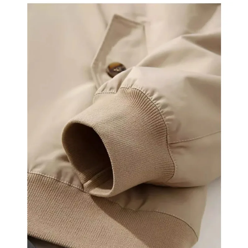 Spring Autumn Men Coat American Retro Thin Stand Collar Long Sleeve Male Outerwear Simple Solid Color Versatile Man Jacket