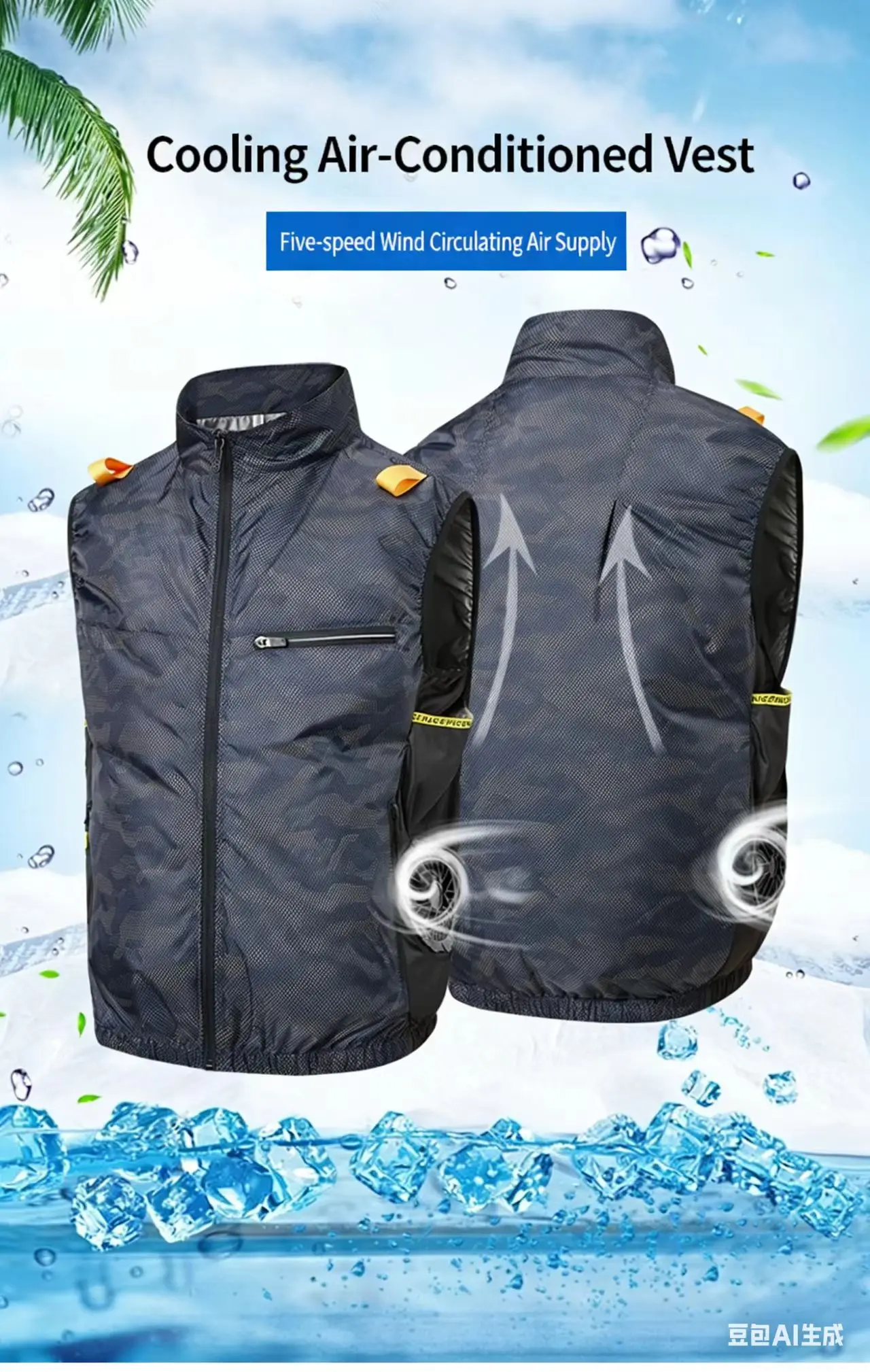Summer Sports Fan Air-Conditioning Clothing, Cool and Lightweight for Men and Women, Travel Brand Outdoor Vest, Jacket, Sun Protection Windbreaker, Fishing Workwear