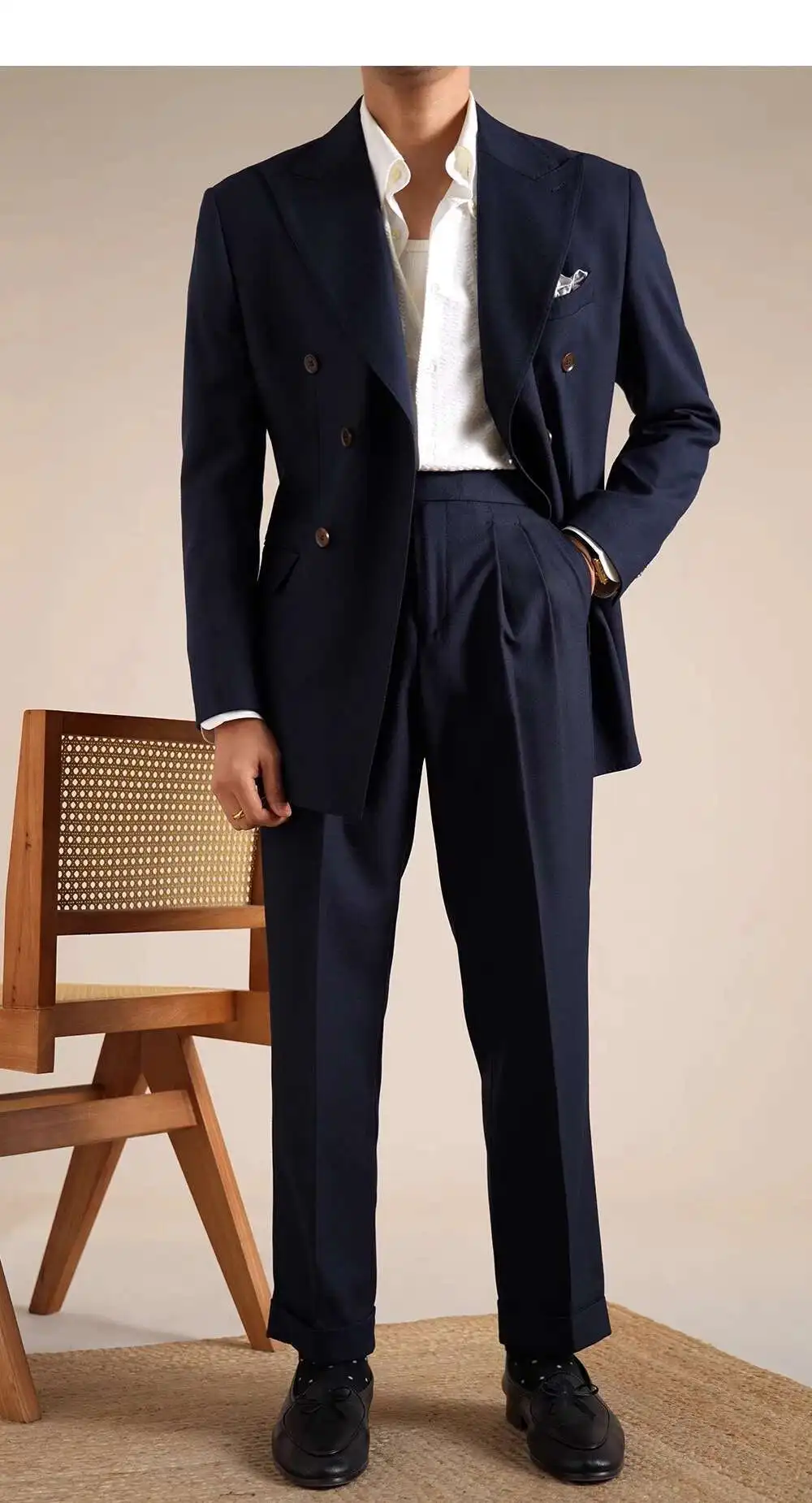 Double Breasted Wedding Suit Men Tuxedo Suit Smoking Homme Mariage Traje Novio 2024 Wool Italian Blazers Suit For Men's Business