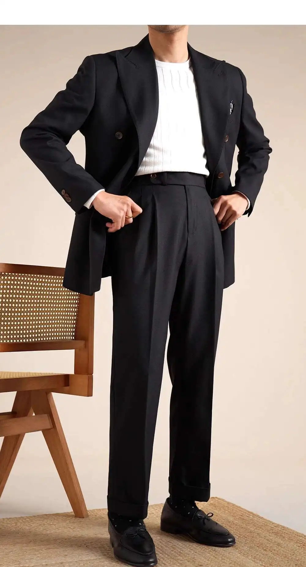 Double Breasted Wedding Suit Men Tuxedo Suit Smoking Homme Mariage Traje Novio 2024 Wool Italian Blazers Suit For Men's Business
