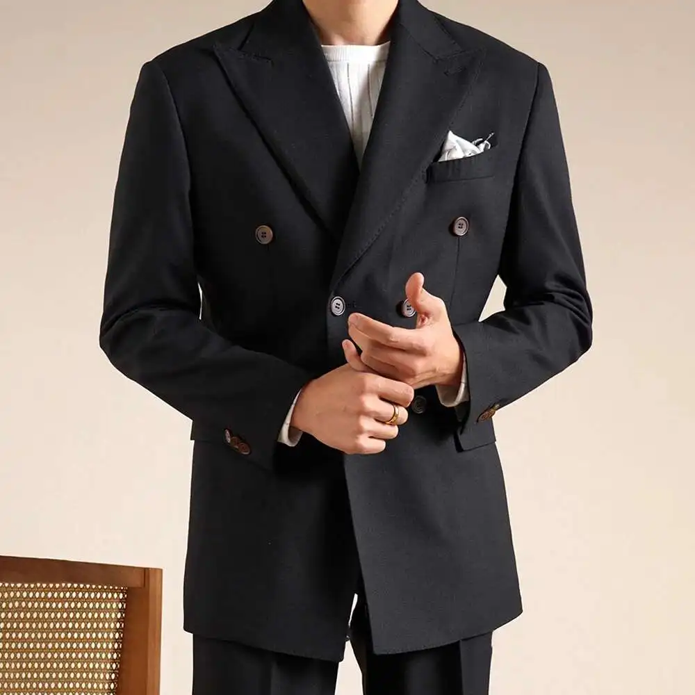 Double Breasted Wedding Suit Men Tuxedo Suit Smoking Homme Mariage Traje Novio 2024 Wool Italian Blazers Suit For Men's Business
