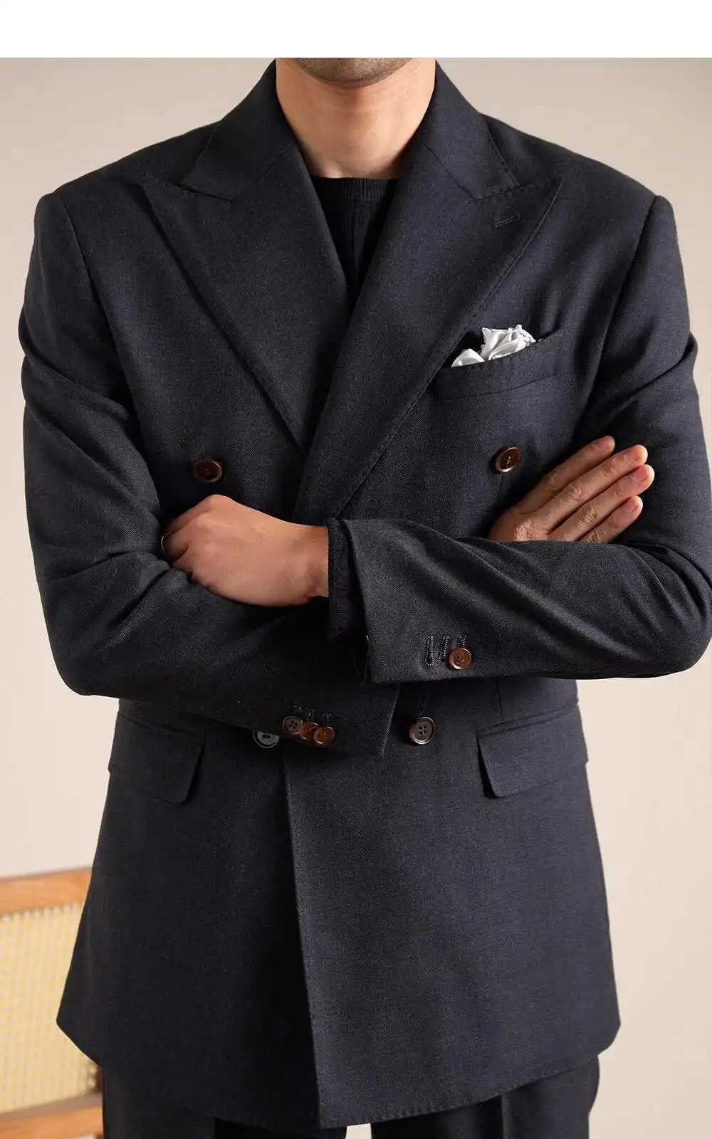 Double Breasted Wedding Suit Men Tuxedo Suit Smoking Homme Mariage Traje Novio 2024 Wool Italian Blazers Suit For Men's Business