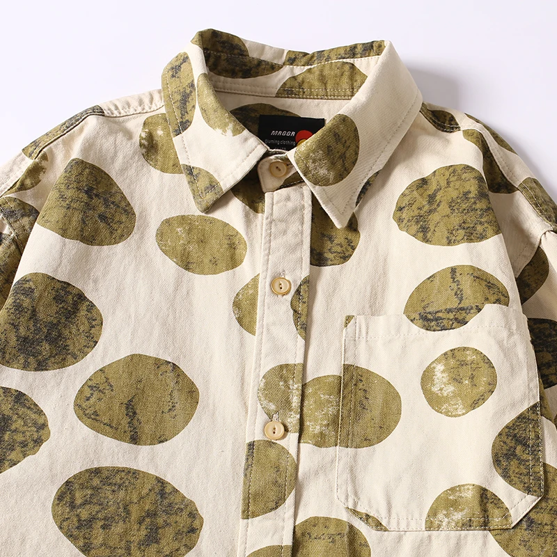 Men Pure Cotton Print Streetwear Cityboy Fashion Loose Casual Long Sleeve Techwear Shirts Man Blouses Cardigan