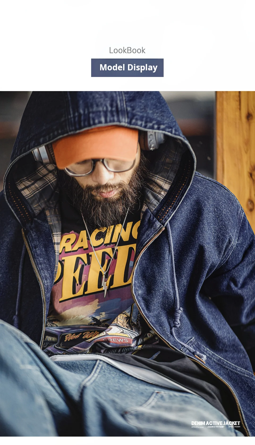 Maden Vintage J130 Heavyweight Hooded Jacket Canvas Classic Short Zip Front Solid Color Outerwear for Men Autumn Streetwear Coat