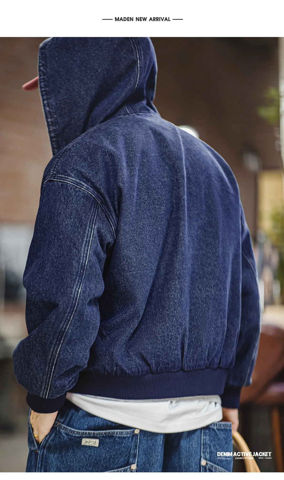 Maden Vintage J130 Heavyweight Hooded Jacket Canvas Classic Short Zip Front Solid Color Outerwear for Men Autumn Streetwear Coat