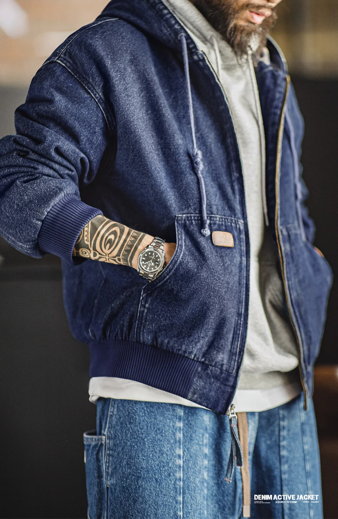 Maden Vintage J130 Heavyweight Hooded Jacket Canvas Classic Short Zip Front Solid Color Outerwear for Men Autumn Streetwear Coat