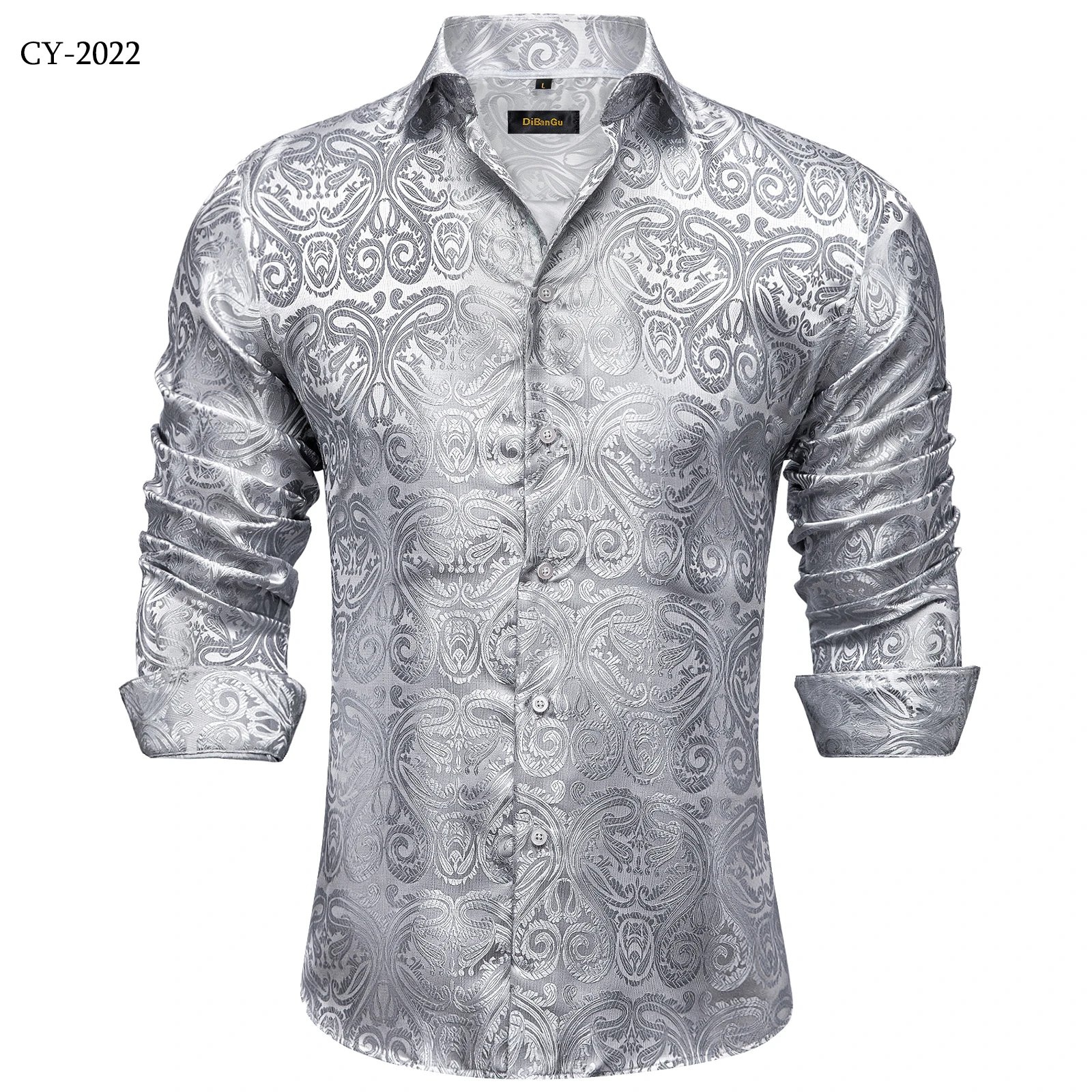 Men's Business Dress Shirts Black Gold Long Sleeve Formal Button-Down Collar Social Slim Fit Shirt Spring Man Casual Blouse