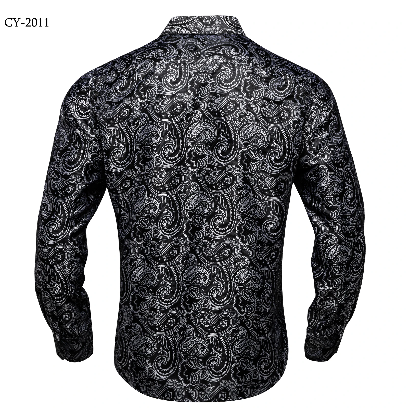 Men's Business Dress Shirts Black Gold Long Sleeve Formal Button-Down Collar Social Slim Fit Shirt Spring Man Casual Blouse