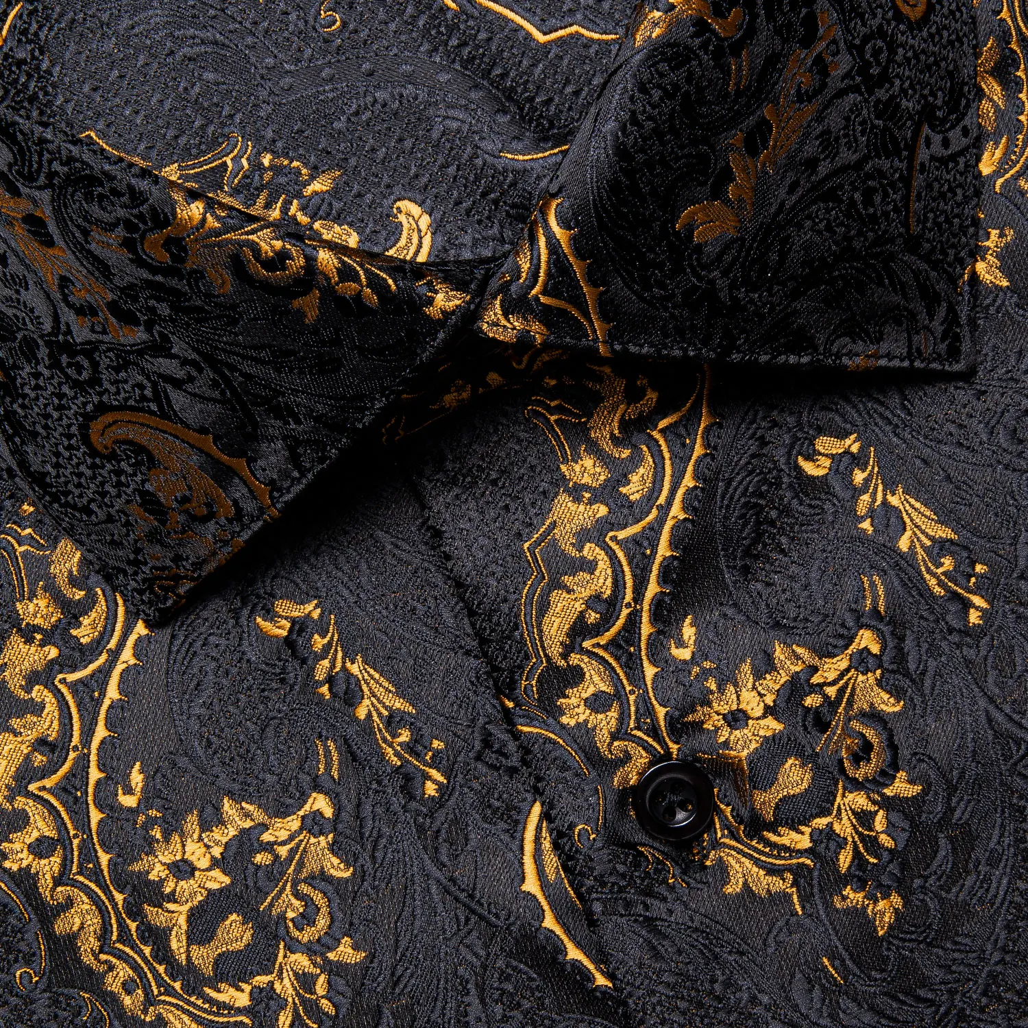 Men's Business Dress Shirts Black Gold Long Sleeve Formal Button-Down Collar Social Slim Fit Shirt Spring Man Casual Blouse