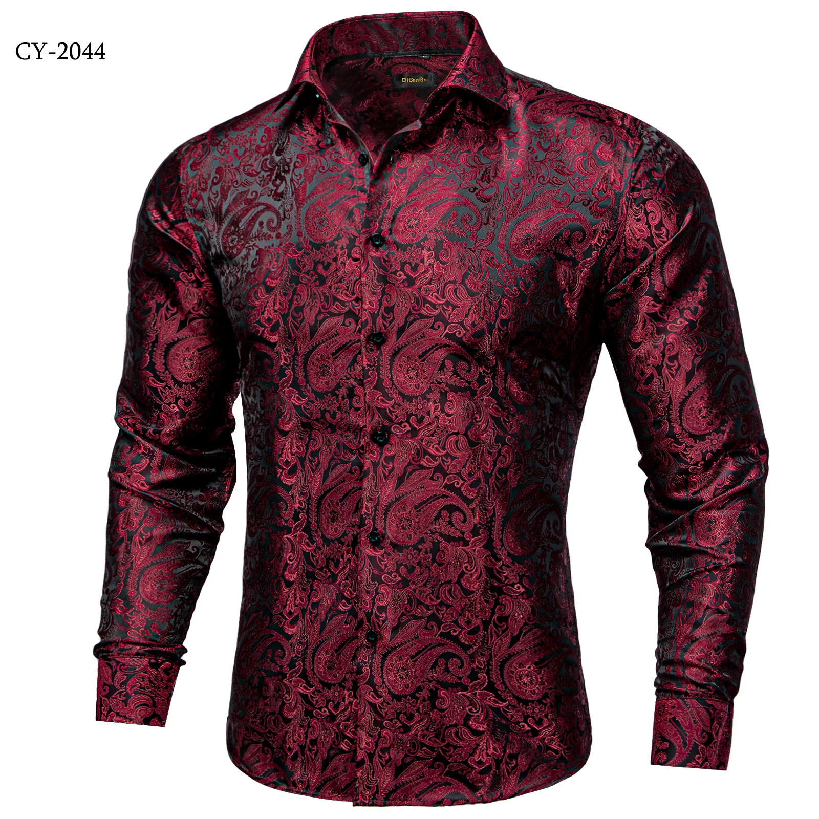 Men's Business Dress Shirts Black Gold Long Sleeve Formal Button-Down Collar Social Slim Fit Shirt Spring Man Casual Blouse