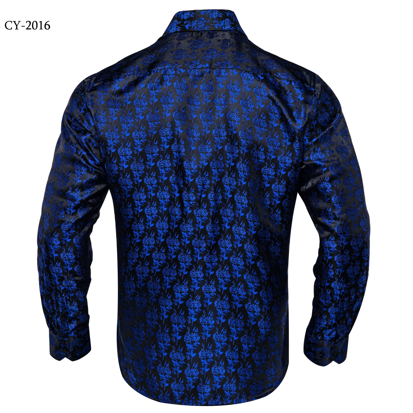 Men's Business Dress Shirts Black Gold Long Sleeve Formal Button-Down Collar Social Slim Fit Shirt Spring Man Casual Blouse