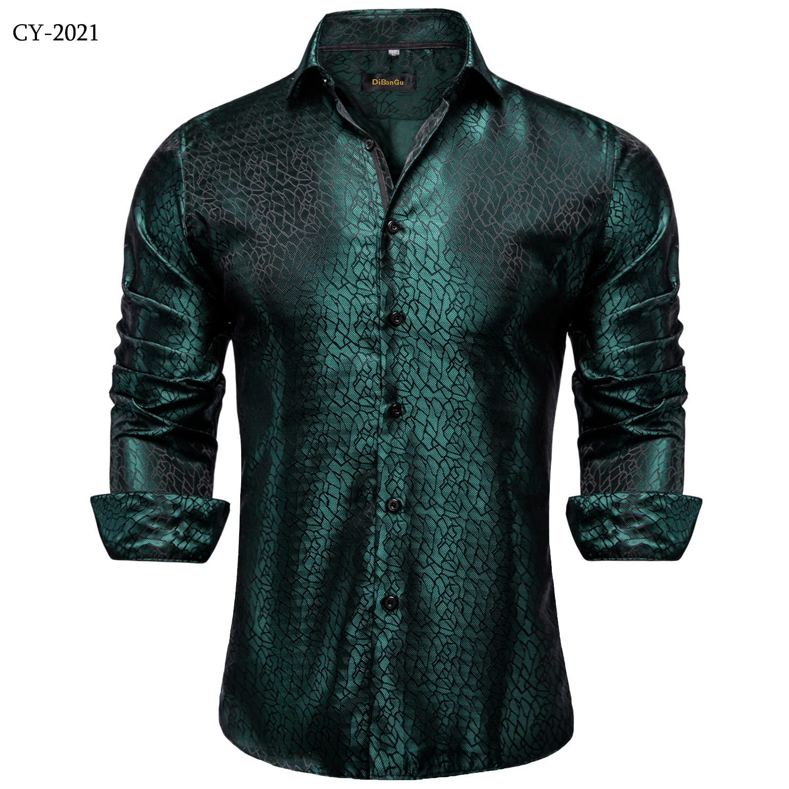 Men's Business Dress Shirts Black Gold Long Sleeve Formal Button-Down Collar Social Slim Fit Shirt Spring Man Casual Blouse