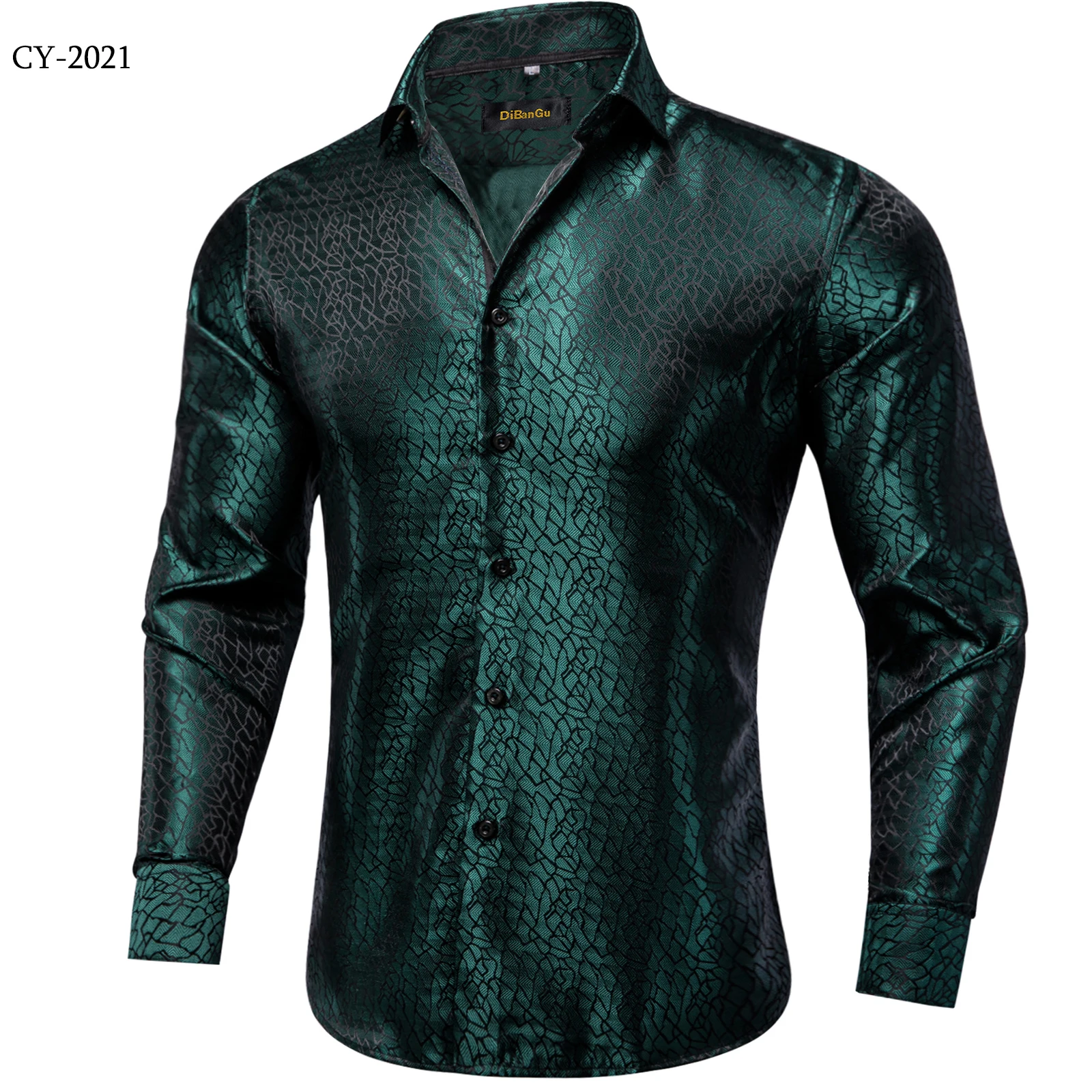 Men's Business Dress Shirts Black Gold Long Sleeve Formal Button-Down Collar Social Slim Fit Shirt Spring Man Casual Blouse