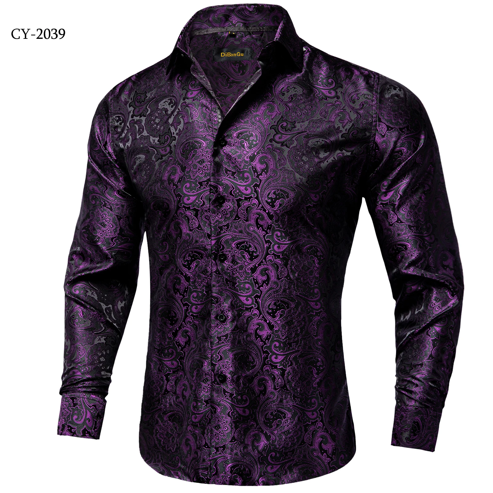 Men's Business Dress Shirts Black Gold Long Sleeve Formal Button-Down Collar Social Slim Fit Shirt Spring Man Casual Blouse
