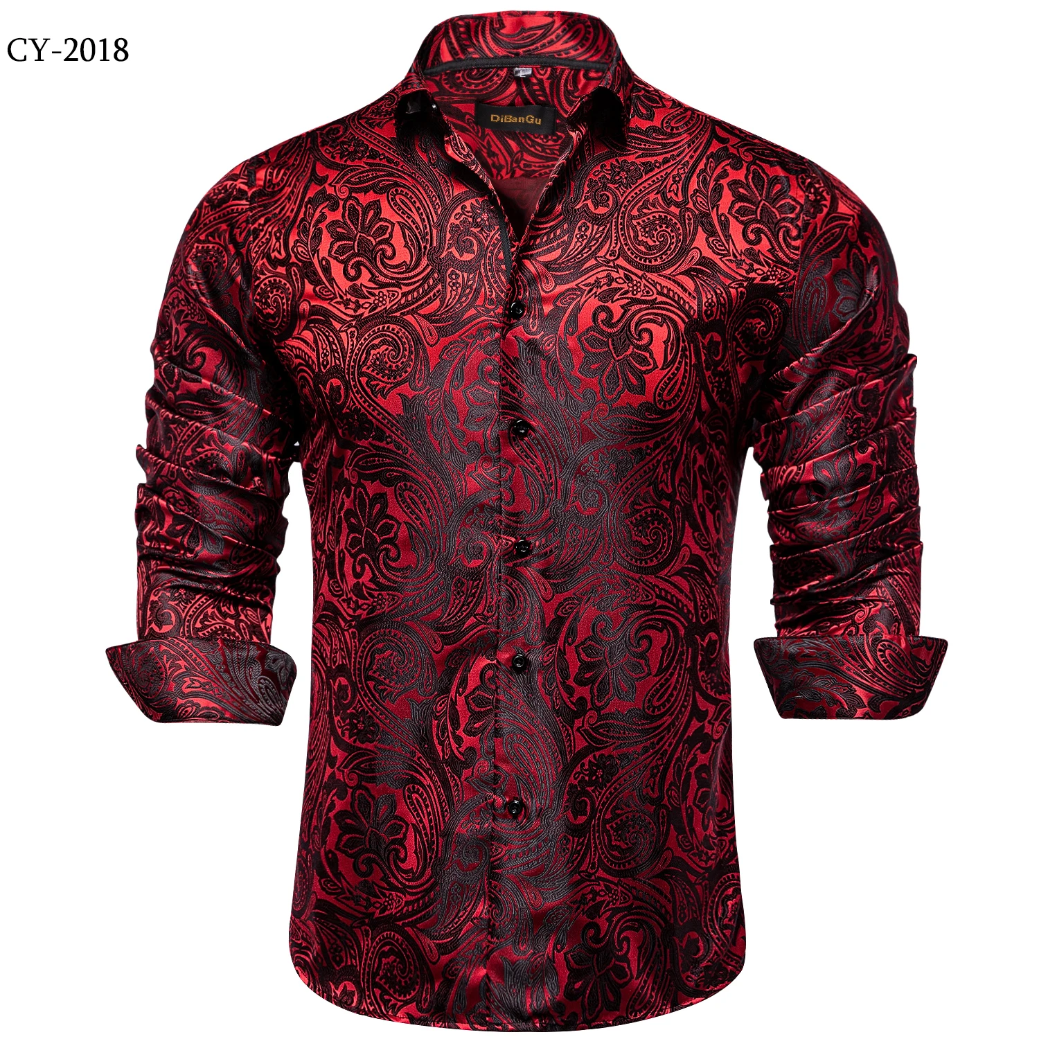 Men's Business Dress Shirts Black Gold Long Sleeve Formal Button-Down Collar Social Slim Fit Shirt Spring Man Casual Blouse