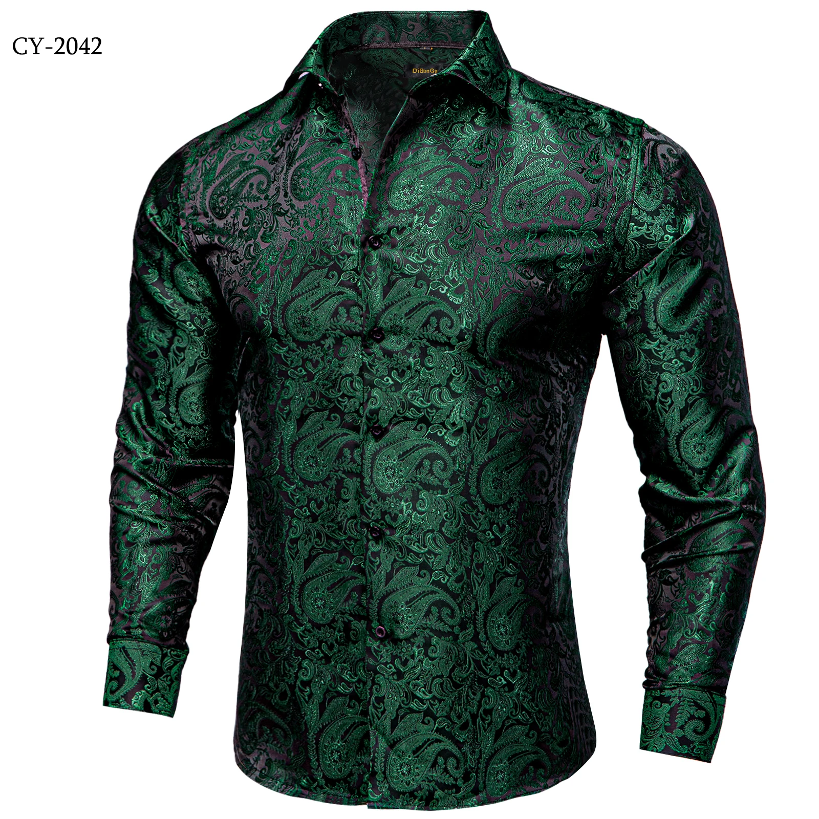 Men's Business Dress Shirts Black Gold Long Sleeve Formal Button-Down Collar Social Slim Fit Shirt Spring Man Casual Blouse