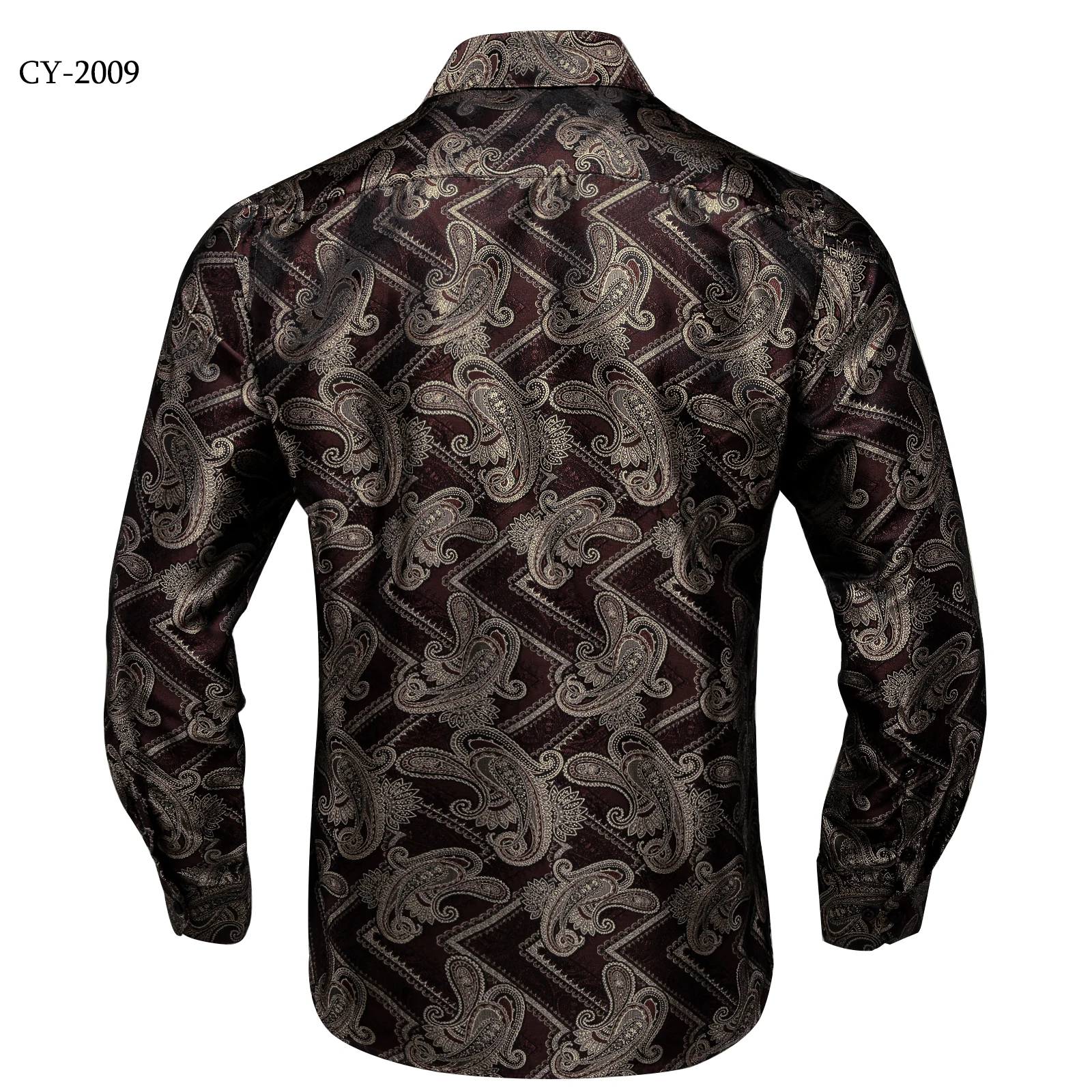 Men's Business Dress Shirts Black Gold Long Sleeve Formal Button-Down Collar Social Slim Fit Shirt Spring Man Casual Blouse