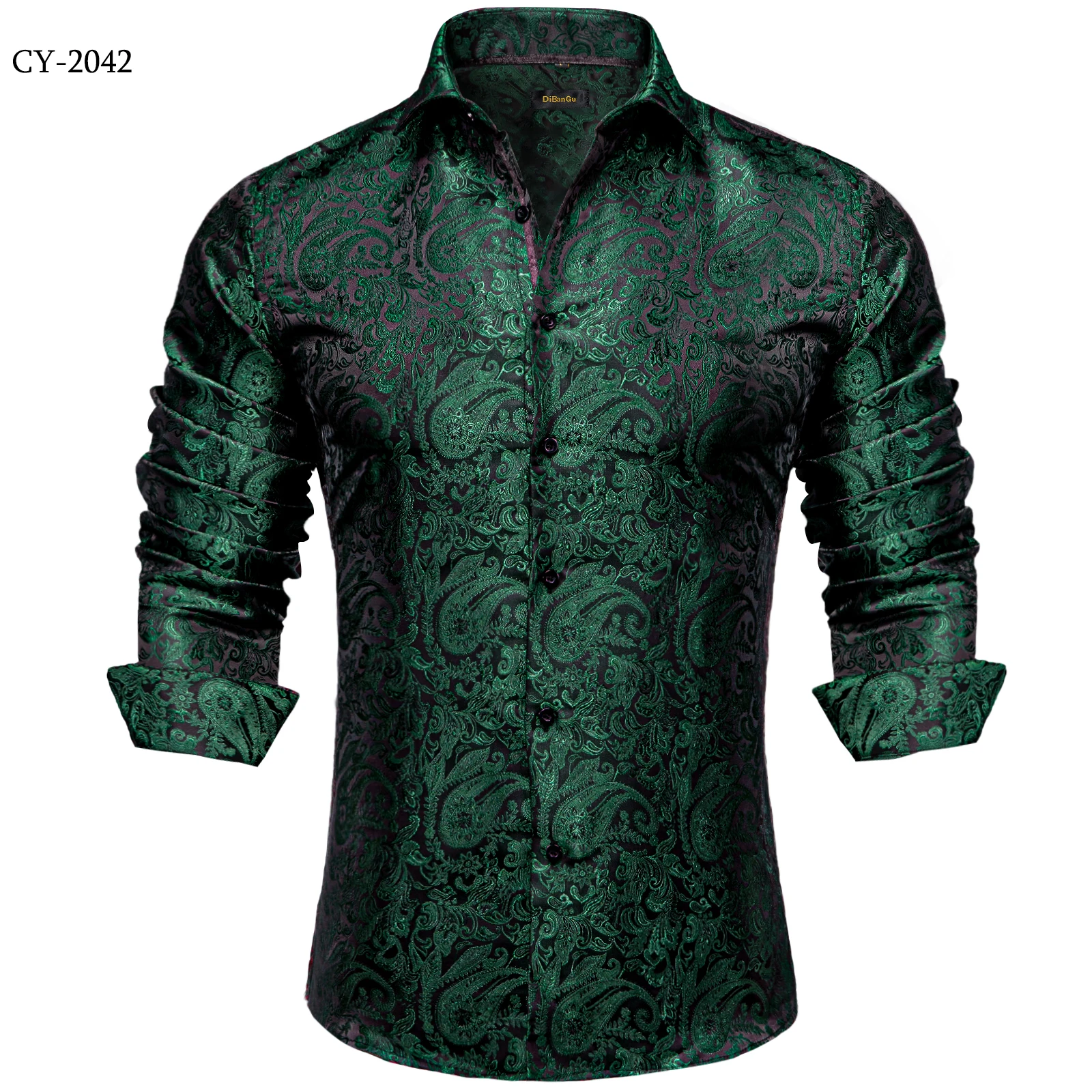 Men's Business Dress Shirts Black Gold Long Sleeve Formal Button-Down Collar Social Slim Fit Shirt Spring Man Casual Blouse
