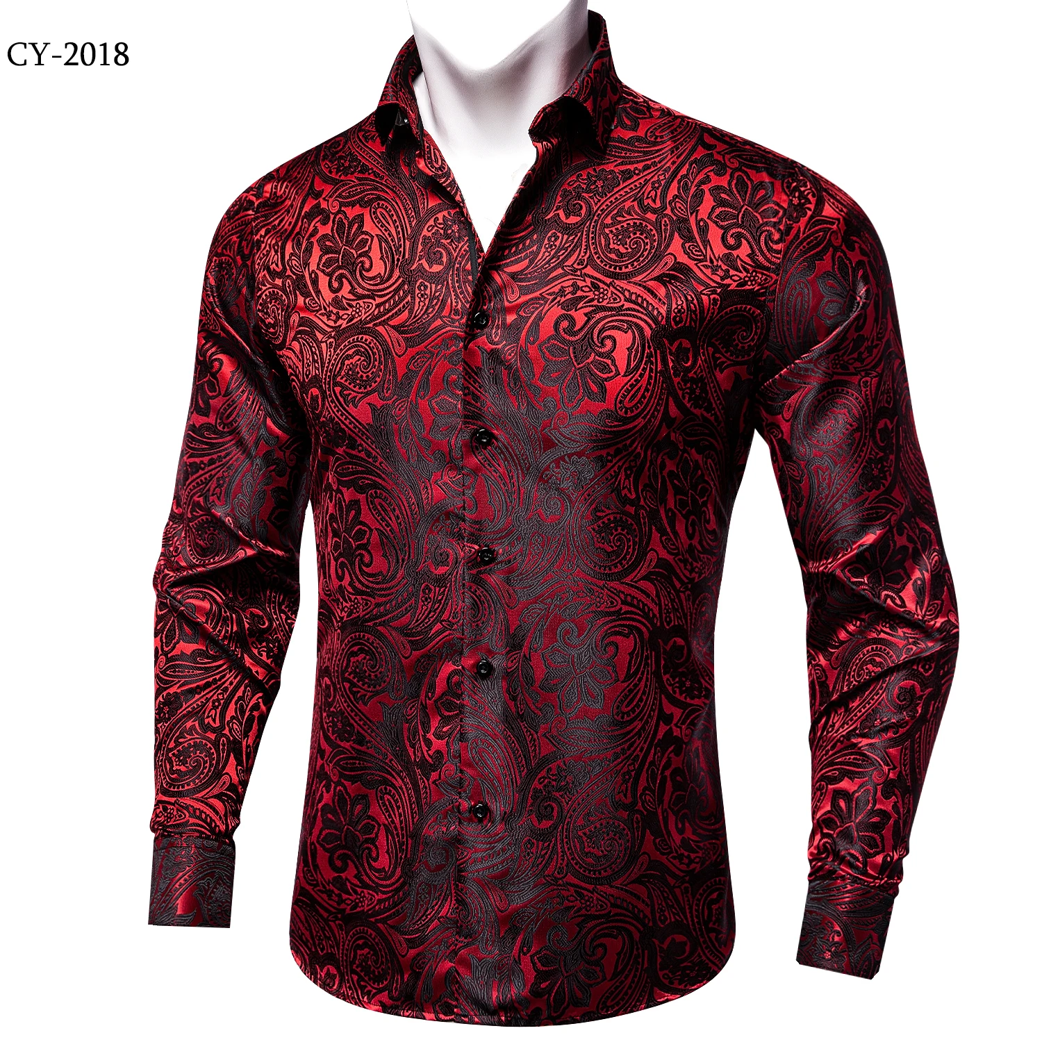 Men's Business Dress Shirts Black Gold Long Sleeve Formal Button-Down Collar Social Slim Fit Shirt Spring Man Casual Blouse