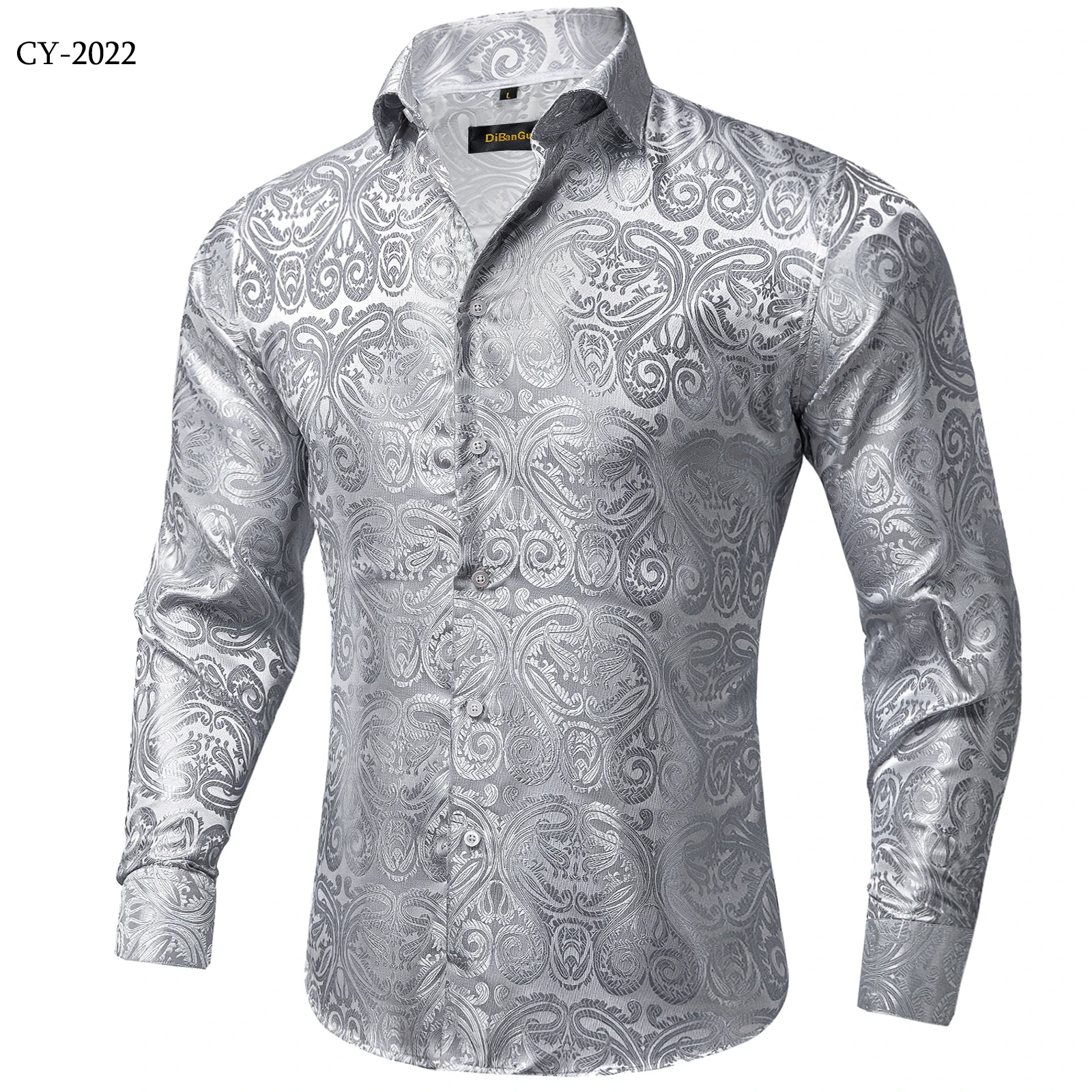 Men's Business Dress Shirts Black Gold Long Sleeve Formal Button-Down Collar Social Slim Fit Shirt Spring Man Casual Blouse