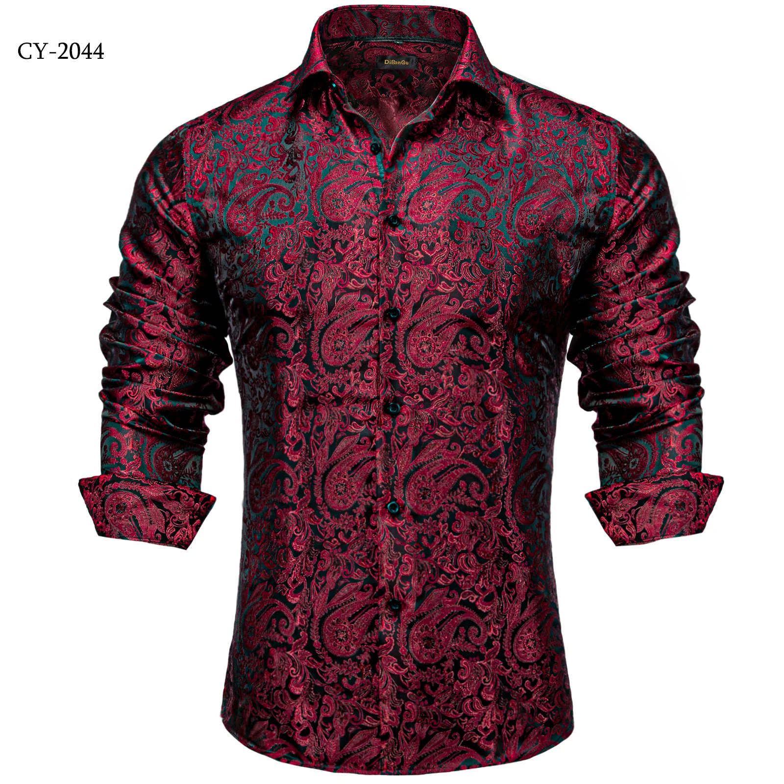 Men's Business Dress Shirts Black Gold Long Sleeve Formal Button-Down Collar Social Slim Fit Shirt Spring Man Casual Blouse