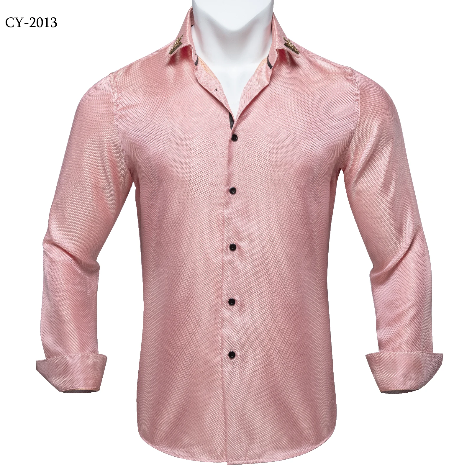 Men's Business Dress Shirts Black Gold Long Sleeve Formal Button-Down Collar Social Slim Fit Shirt Spring Man Casual Blouse