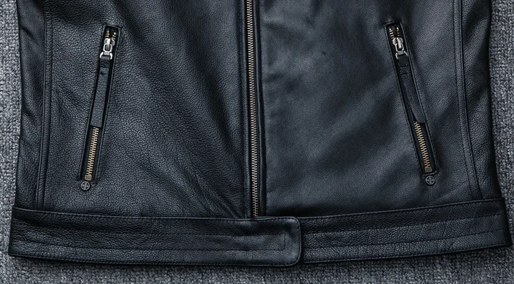 2025 New Black Embroidery Skull Motorcycle Leather Jackets Natural Cowhide Moto Jacket Biker Leather Coat Slim Clothing