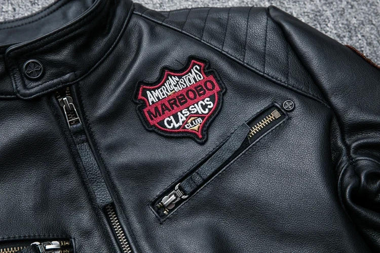 2025 New Black Embroidery Skull Motorcycle Leather Jackets Natural Cowhide Moto Jacket Biker Leather Coat Slim Clothing