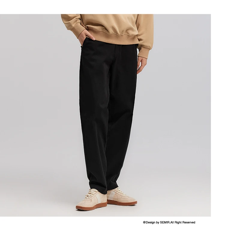 Semir Versatile Pants Men 2026 Spring Solid Color Tapered Casual Comfortable Daily Wear Stylish Long Trousers