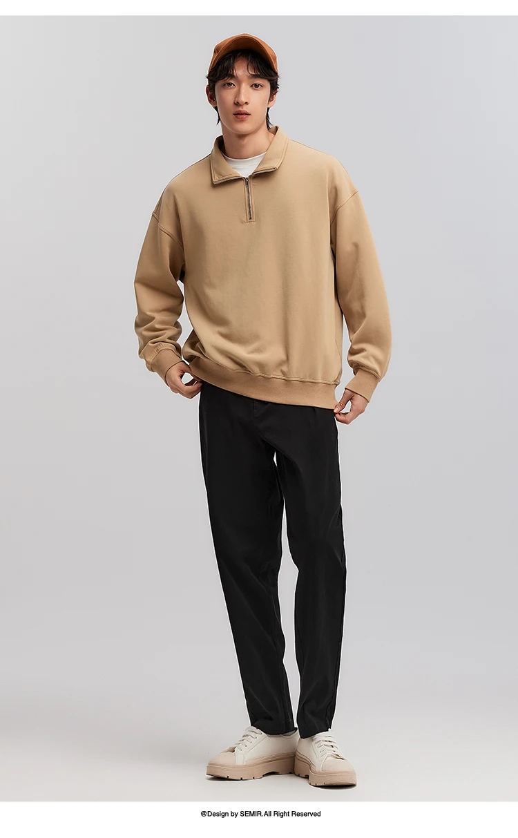 Semir Versatile Pants Men 2026 Spring Solid Color Tapered Casual Comfortable Daily Wear Stylish Long Trousers