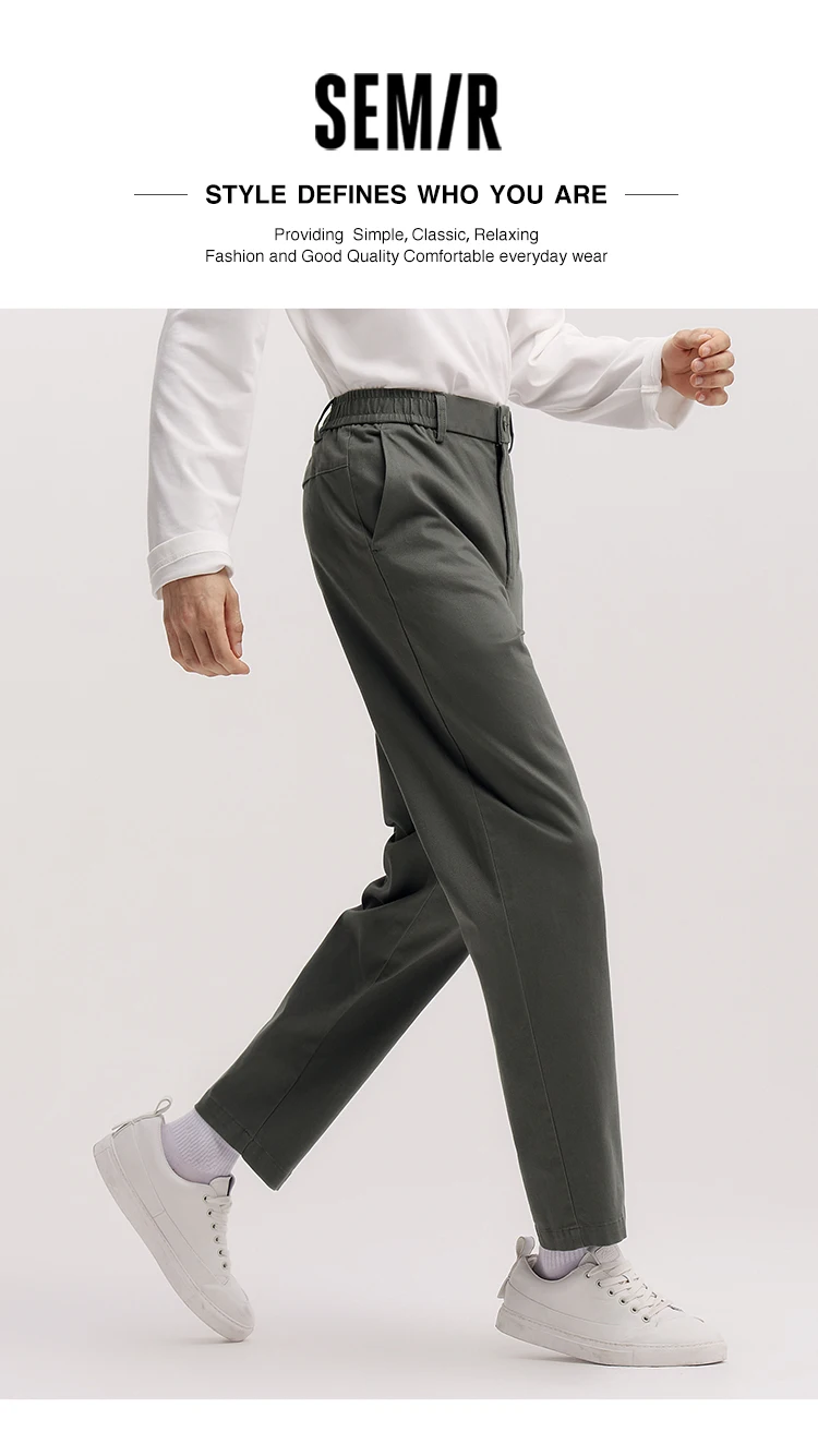 Semir Versatile Pants Men 2026 Spring Solid Color Tapered Casual Comfortable Daily Wear Stylish Long Trousers