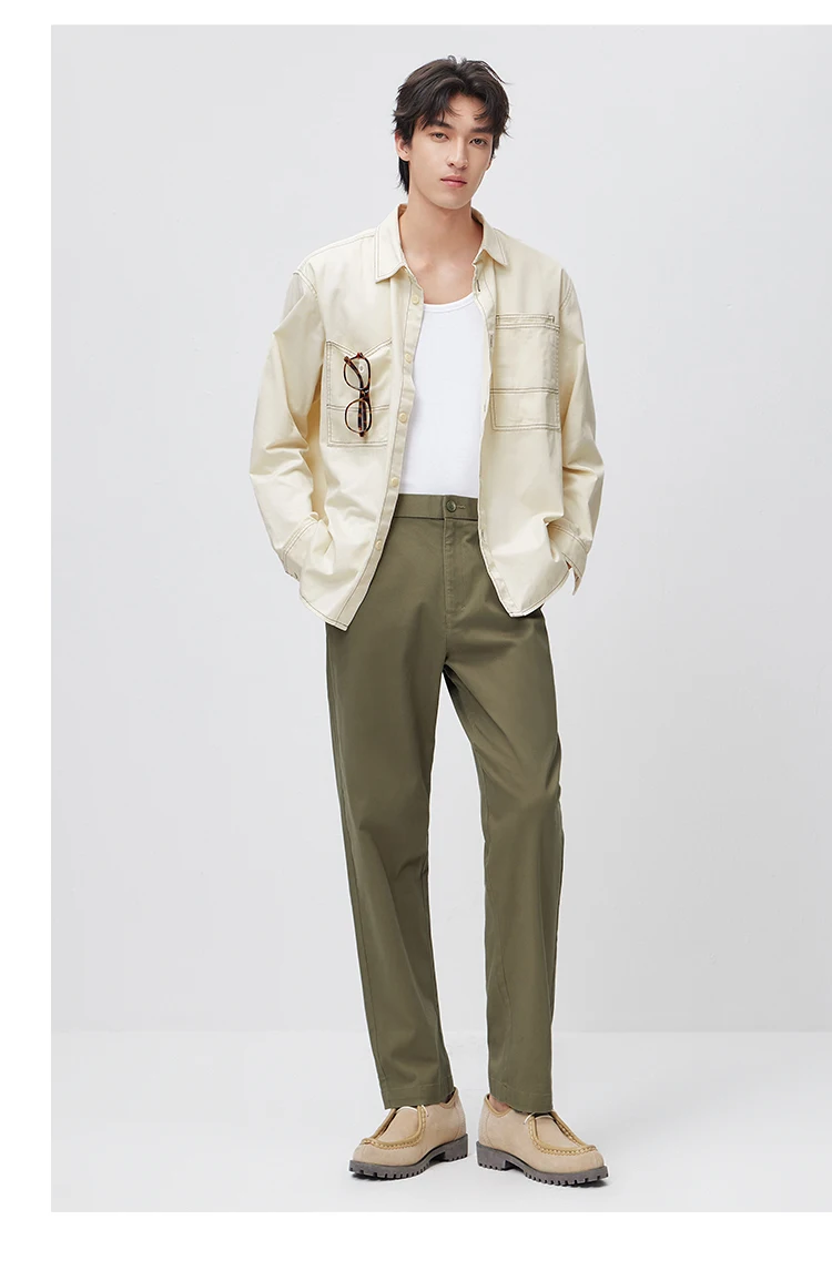 Semir Versatile Pants Men 2026 Spring Solid Color Tapered Casual Comfortable Daily Wear Stylish Long Trousers