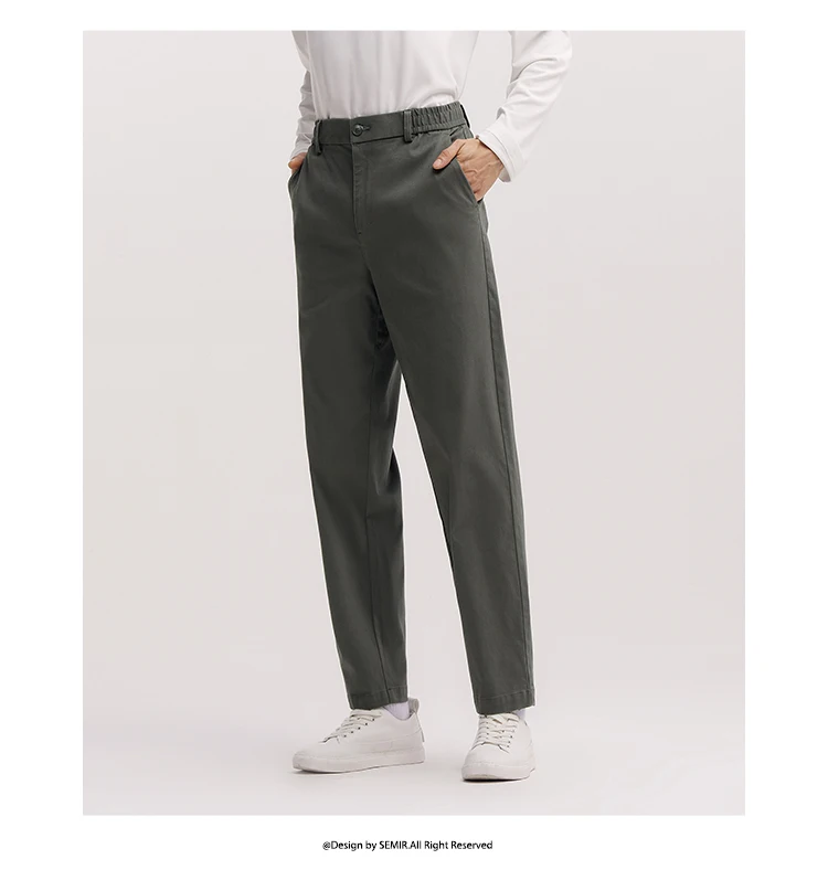 Semir Versatile Pants Men 2026 Spring Solid Color Tapered Casual Comfortable Daily Wear Stylish Long Trousers
