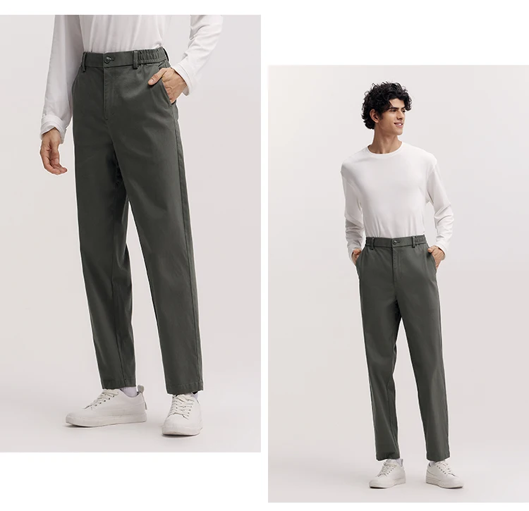 Semir Versatile Pants Men 2026 Spring Solid Color Tapered Casual Comfortable Daily Wear Stylish Long Trousers