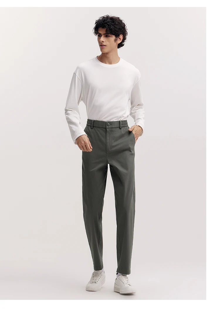 Semir Versatile Pants Men 2026 Spring Solid Color Tapered Casual Comfortable Daily Wear Stylish Long Trousers