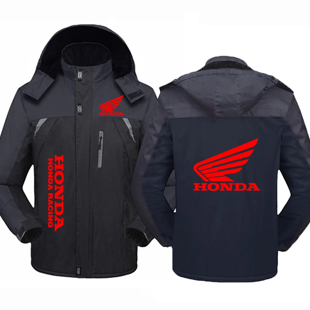 Honda Logo Print Autumn And Winter New 2025 Men's Thicken Warm Windproof Hoodies Versatile Comfortable Jacket Coat