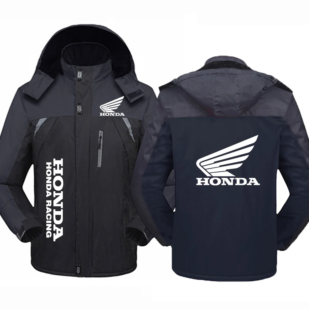 Honda Logo Print Autumn And Winter New 2025 Men's Thicken Warm Windproof Hoodies Versatile Comfortable Jacket Coat