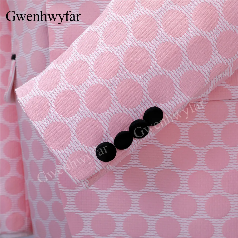 Gwenhwyfar New Polka Dot Suit for Men Custom Made Shawl Lapel Blazer Vest with Pants 2027 Fashion Wedding Tuxedos Groomsmen Wear