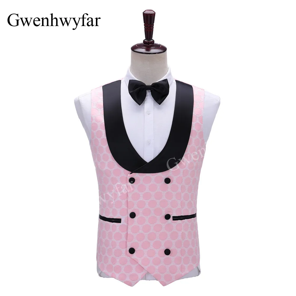 Gwenhwyfar New Polka Dot Suit for Men Custom Made Shawl Lapel Blazer Vest with Pants 2027 Fashion Wedding Tuxedos Groomsmen Wear