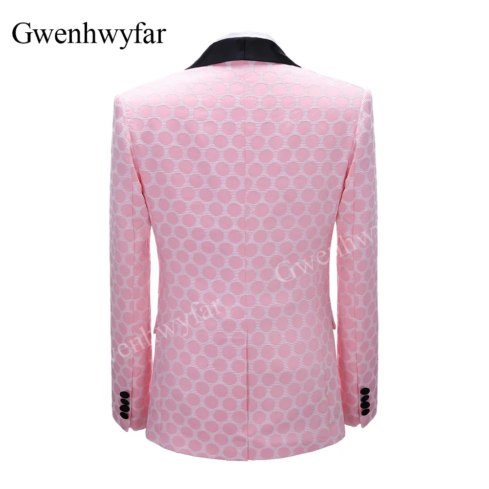 Gwenhwyfar New Polka Dot Suit for Men Custom Made Shawl Lapel Blazer Vest with Pants 2027 Fashion Wedding Tuxedos Groomsmen Wear