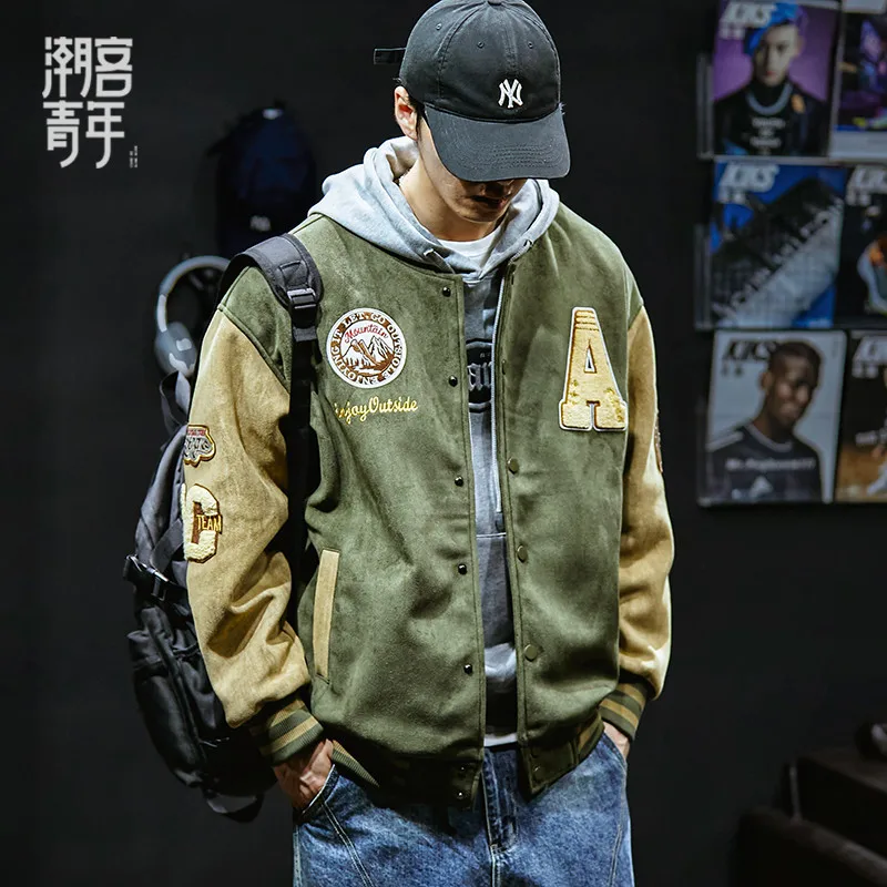 New Baseball Jacket Men Fashion Embroidered Jackets Coats High Street Outwear Man Bomber Jacket Hip Hop Clothing Top