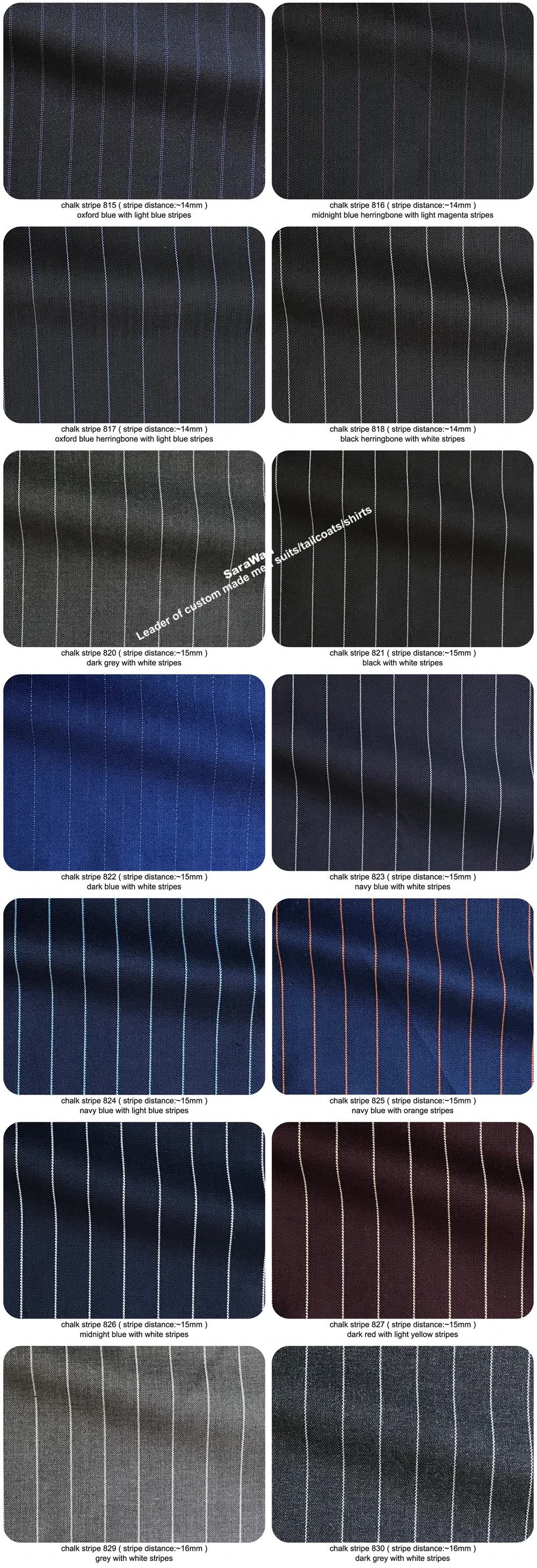 Mens Chalk Stripe Suit Custom Made Light Navy Blue Mens Striped Suit With Ticket Pocket,Tailored Single Breasted Suit Peak Lapel