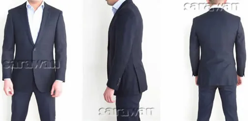 Mens Chalk Stripe Suit Custom Made Light Navy Blue Mens Striped Suit With Ticket Pocket,Tailored Single Breasted Suit Peak Lapel