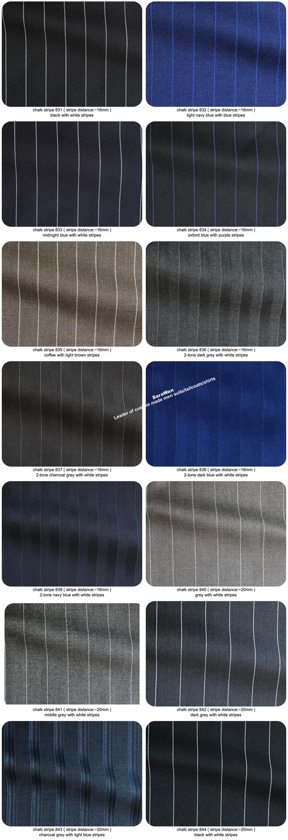 Mens Chalk Stripe Suit Custom Made Light Navy Blue Mens Striped Suit With Ticket Pocket,Tailored Single Breasted Suit Peak Lapel