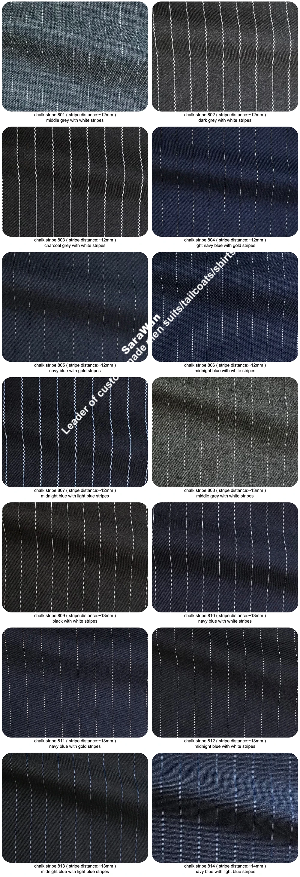 Mens Chalk Stripe Suit Custom Made Light Navy Blue Mens Striped Suit With Ticket Pocket,Tailored Single Breasted Suit Peak Lapel