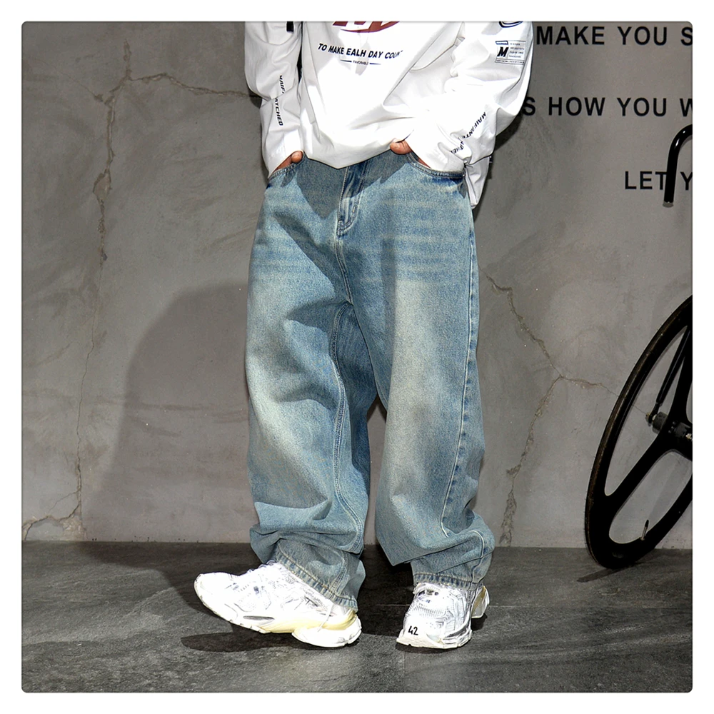 Japanese Vintage Distressed Baggy Jeans Men Clothing Harajuku Casual Denim Cargo Pants Korean Fashion Hip Hop Trousers Male